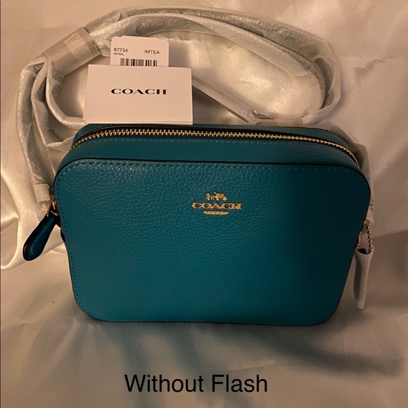❌SOLD❌ Coach 87734 Mini Camera Bag Pebble Leather Crossbody Teal - Picture 2 of 11
